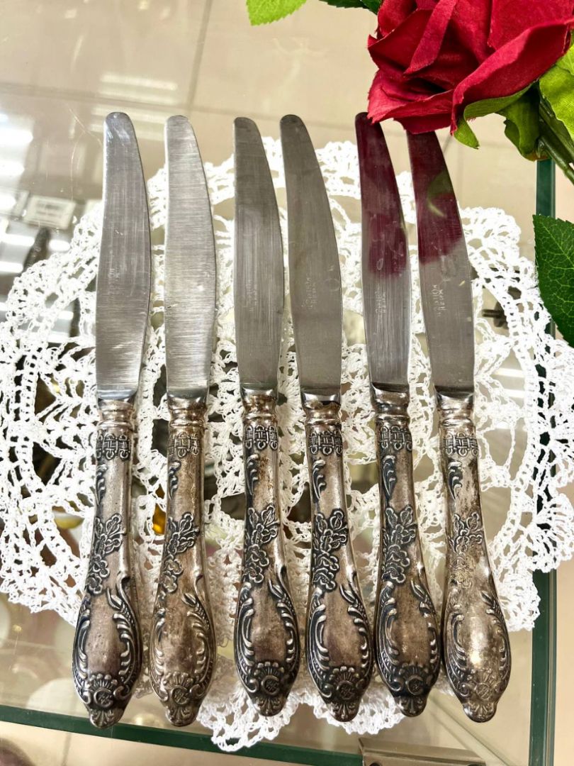 Десертные ножи "Классик" Режевский Механический завод. мнц с серебрением и нерж.металл (лезвие) СССР. Картинка 1